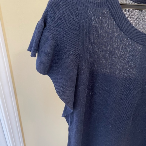 Summer navy knit short sleeve with ruffles. - Picture 3 of 5